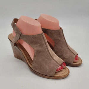 Barbara Barbieri 8 Women's Nude Leather Beige Wedge Sandals Shoes Made in Italy